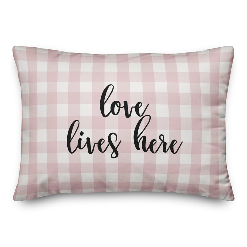  Coussin Love Lives Here, Noir / Rose