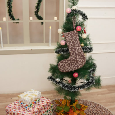  Handmade Block Print Christmas Stocking Unique Cotton Pattern, Ideal for Seasonal Décor- Olavrashti