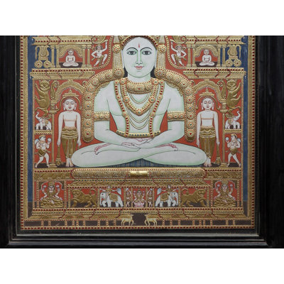 Jain Tirthankara Parshvanatha, peinture en or 24 carats | Œuvre de capuchon de serpent traditionnel indien | Décoration murale spirituelle