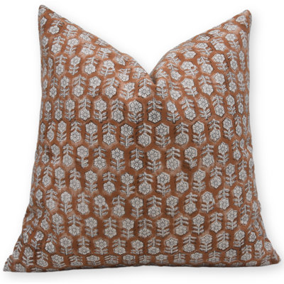 Fabdivine Handmade Block Print Cushion Cover Artistic Cotton Pillow for Sofa & Bed- Tulsi Buti