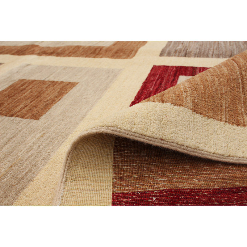 Tapis unique en laine noué à la main style Oushak des années 2010 de 5 pi 9 po x 8 pi 5 po crème Puica