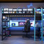 Lit mezzanine double en bois avec bureau, support de rangement latéral, tablettes multiples et lumière RVB, bleu nuage-1837225840-1838682829