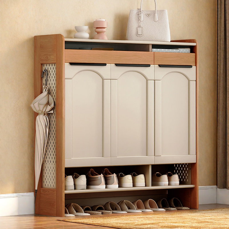 Practical Solid Wood & Iron Shoe Storage Cabinet