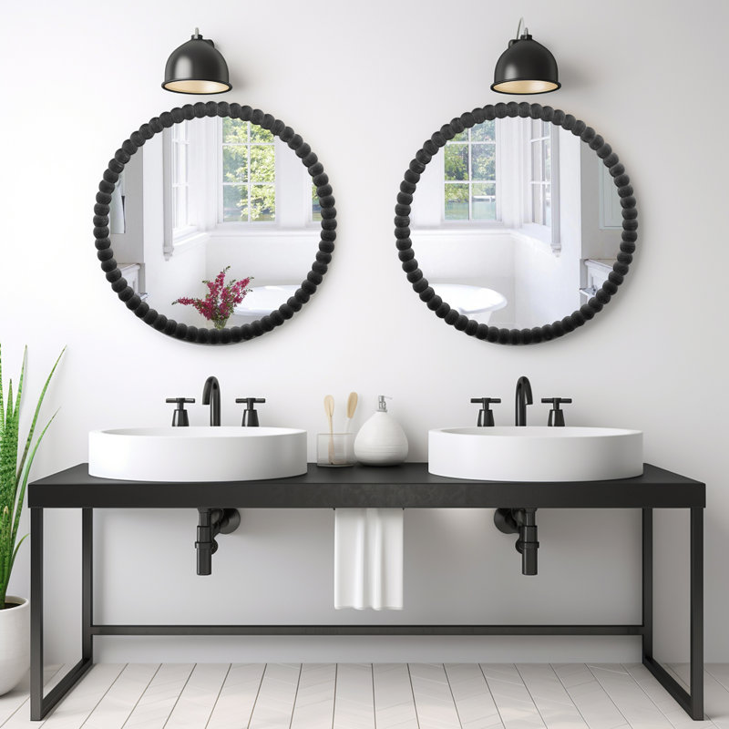 Miroir d'appoint Ayde, Noir, 28 po x 28 po