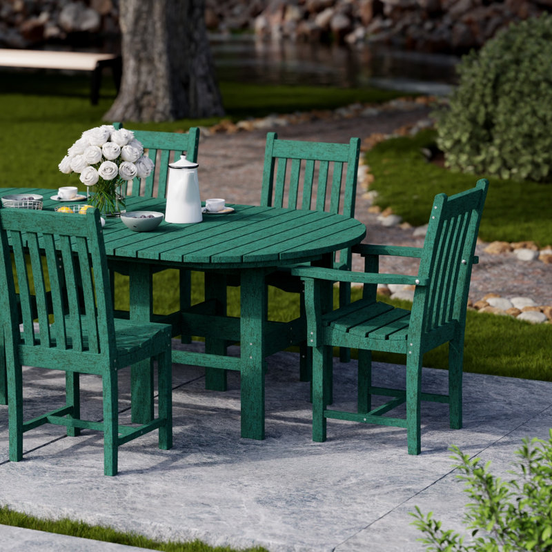 Classic 7-Piece 44" x 84" Dining Set, Turf Green
