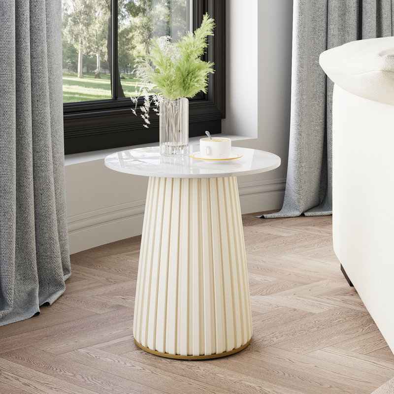Table de bout en marbre, 17.72" H x 17.32" W x 17.32" D