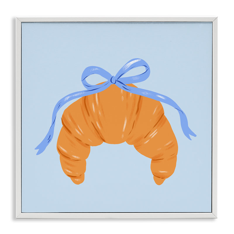 «Blue Bow Croissant», dessin de Krissy Mast, H 24 po x l 24 po, Estampe numérique encadrée blanc bord de mer