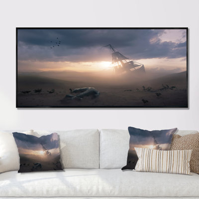 Naufrage surréaliste dans le désert - photographie sur toile