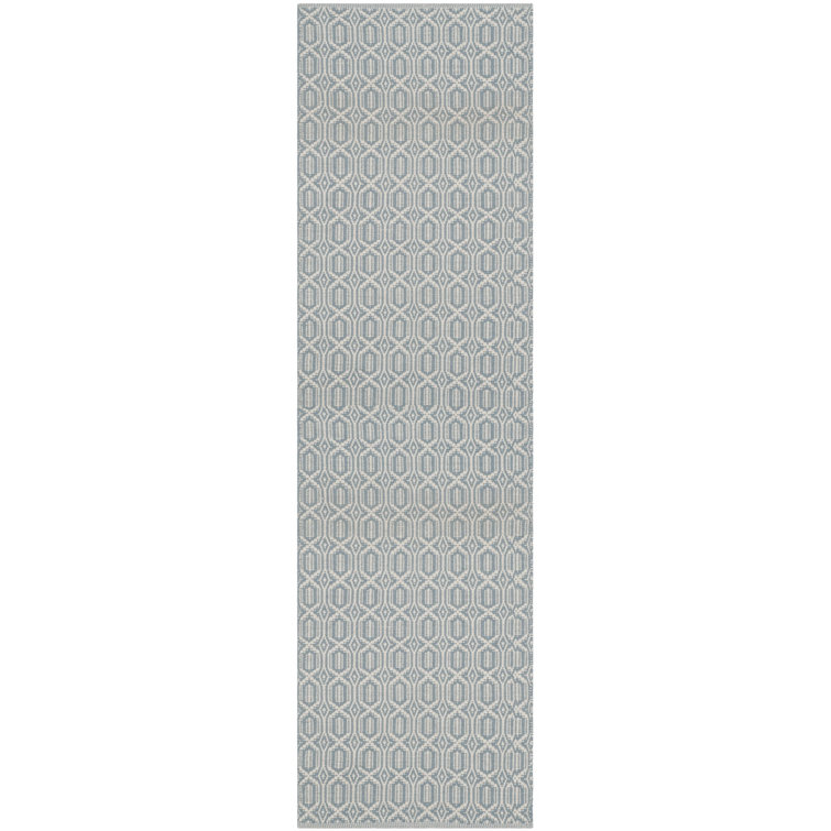 Jodi Geometric Handmade Flatweave Cotton Ivory/Blue Area Rug