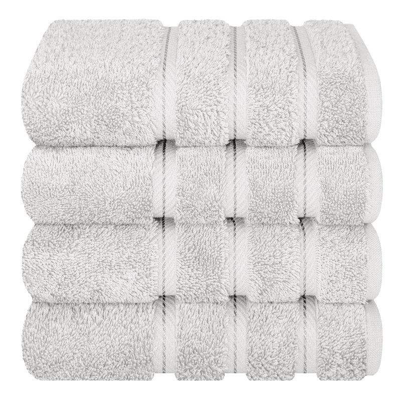 Edison Turkish Cotton Quick-Drying Hand Towels (Set of 4), Silver