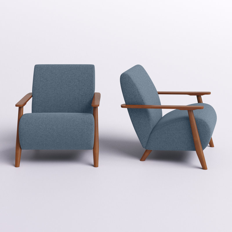 Andablo Upholstered Armchair (Set Of 2), Blue Linen
