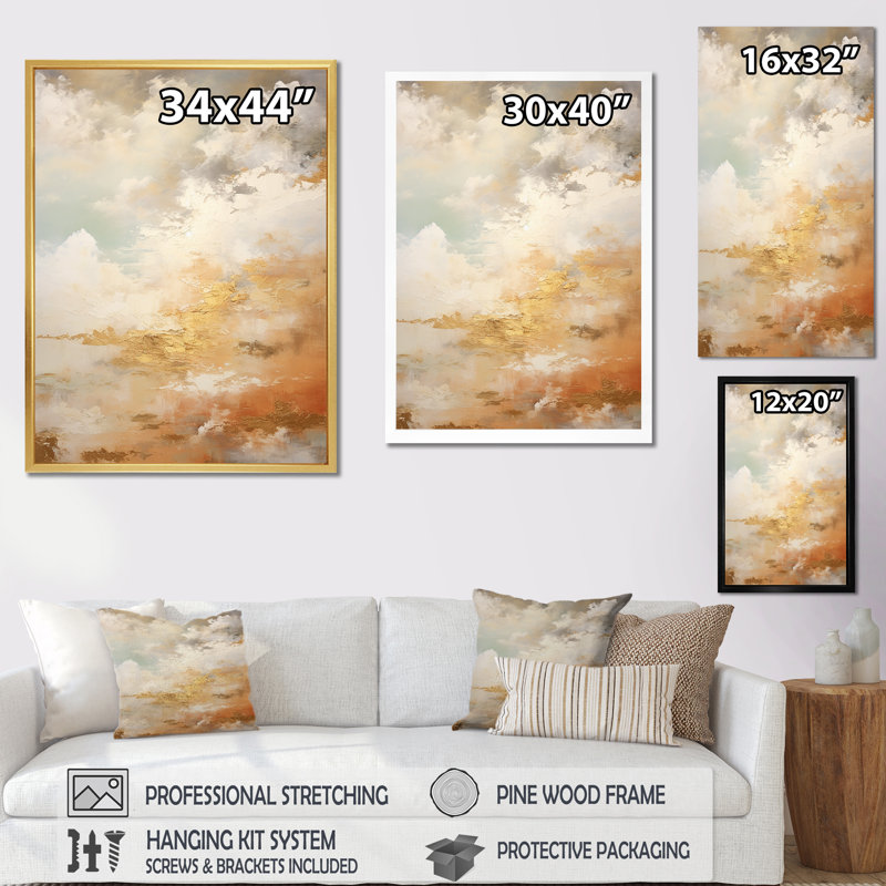 «Magic Sky Simplicity I», reproduction d'art sur toile, Cadre photo doré, H 32 po x l 16 po x P 1 po