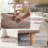 Light Brown Chenille Large Modern Ottoman with Two Cushions ,Sturdy Wooden Legs Foot Stool-248549634