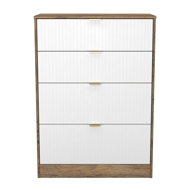 77 cm W Chest of 4 Drawers, White/Oak