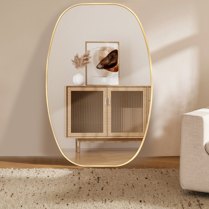 Miroir de salle de bain ovale, H 48 po x l 30 po, Or brossé