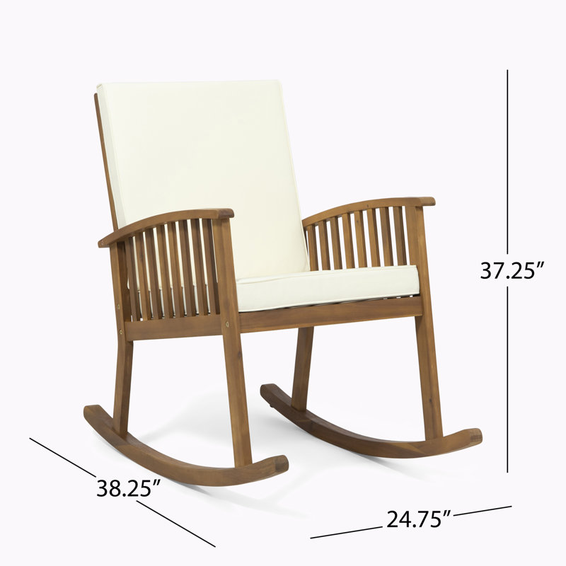 Rashmare Rocking Chair with Cushions, Brown Patina Frame / Cream Cushion
