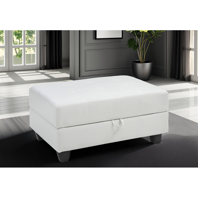 Camden Faux Leather Ottoman, White
