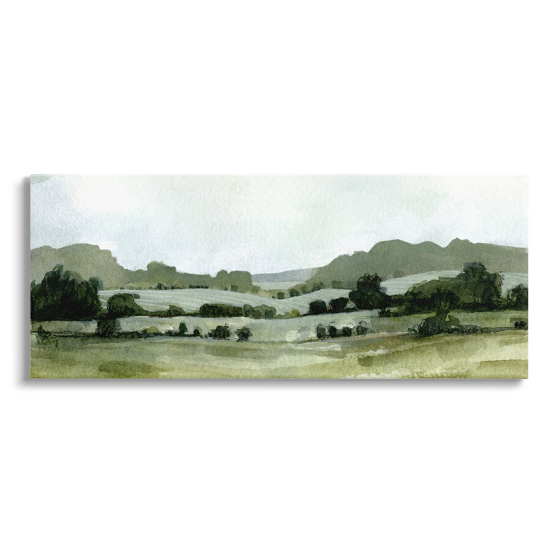 Paysage pittoresque de prairies à distance, H 13 po x l 30 po x P 1,5 po