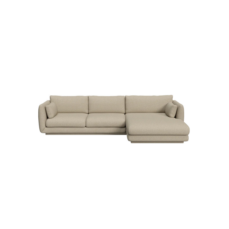 Bloom 3-Seater Sofa W/Chaise Lounge Left & Plinth, Sand Cane-line Lola, 29.6" H x 122.1" W x 67" D, Right Hand Facing