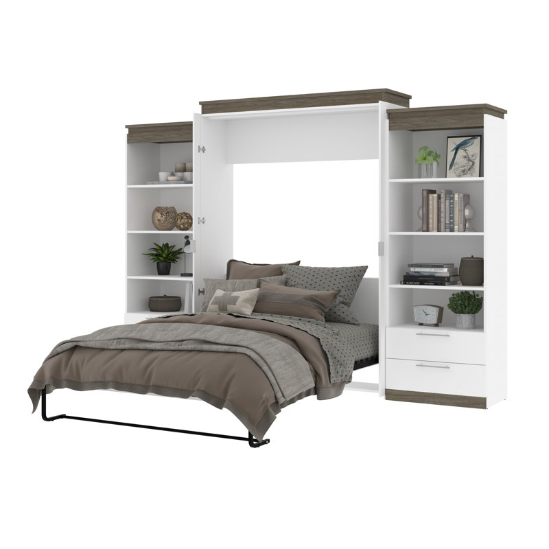 Grand lit escamotable avec rangement AILE, Blanc