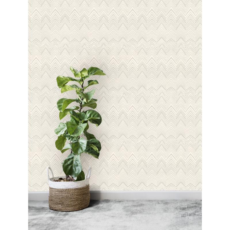 Chevron 33' L x 20.5" W Wallpaper Roll, Neutral