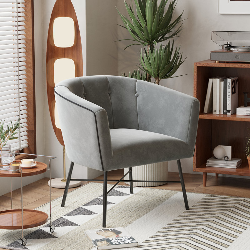 Emery Upholstered Barrel Chair, Grey