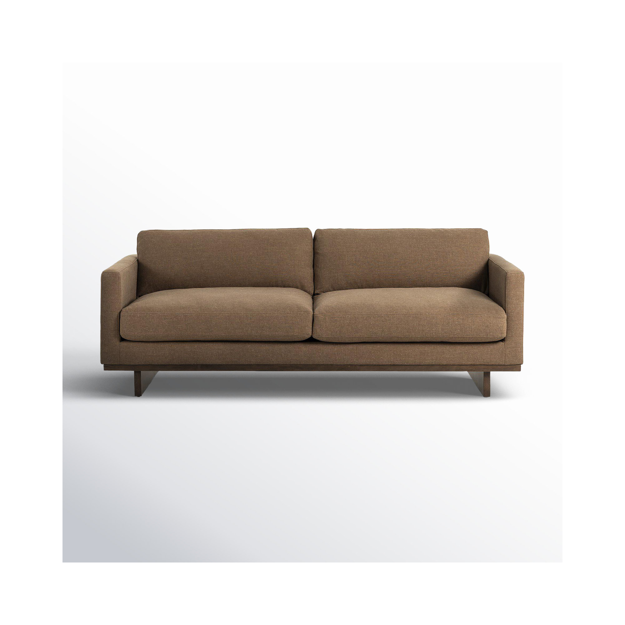 Menades 84'' Upholstered Sofa, Dark Brown Wood, Brown