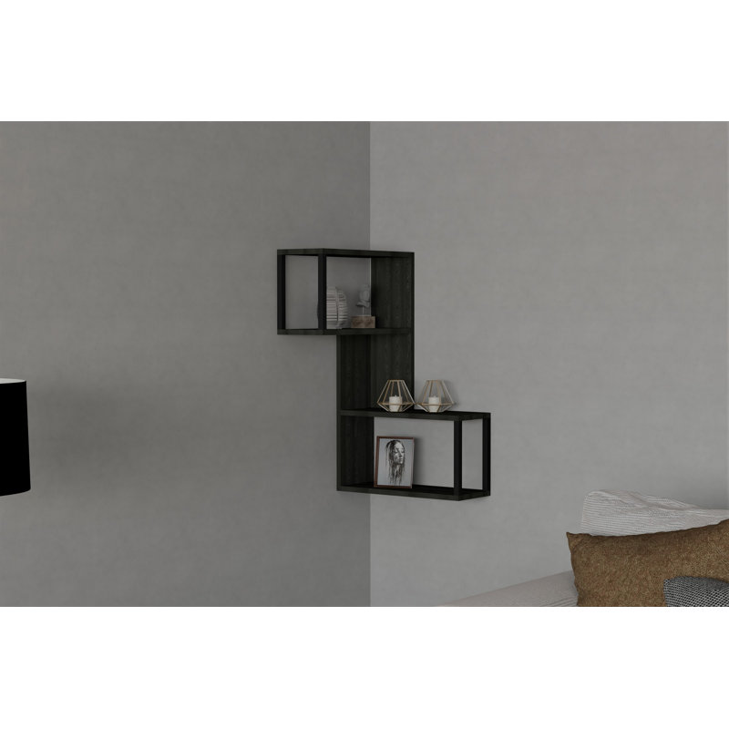 Tablette murale moderne de couleur anthracite 33,1 po x 20,5 po x 7,9 po | 100% panneau de particules enduit de mélamine, épaisseur: 0,7 pouce | Conception murale, solution de rangement élégante et élégante pour n'importe quelle pièce
