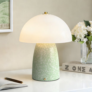 11" Modern Rechargeable Touch Control Desk Lamp, Portable Wireless Ceramic Led Lamp With Milky White Glass Shade, Three-Level Dimming, Suitable For Bedrooms, Living Rooms, Terraces And Outdoors