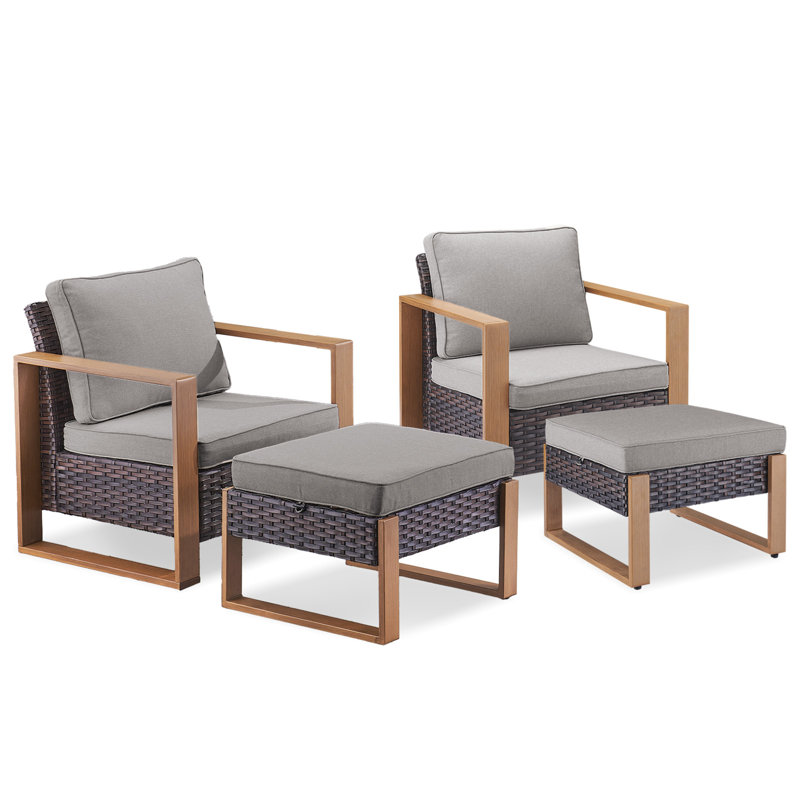 Chaise longue d'extérieur en acier thermolaqué Allcot, Gris / brun