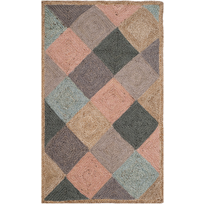 Gigi Natural Fiber Hand Woven Geometric Indoor/Outdoor Rug, Rectangle 3' x 5'