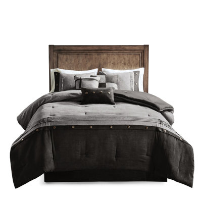 Faux Suede 7 Piece Bedding - Machine Washable Decorative Comforter