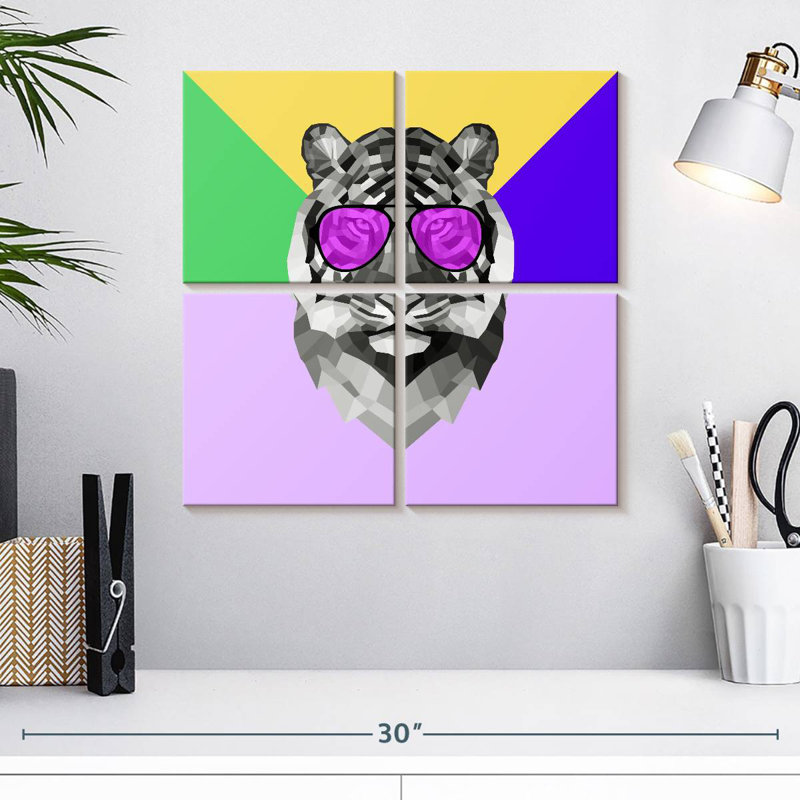 Brampt Party Tiger In Glasses, 18" H x 18" W