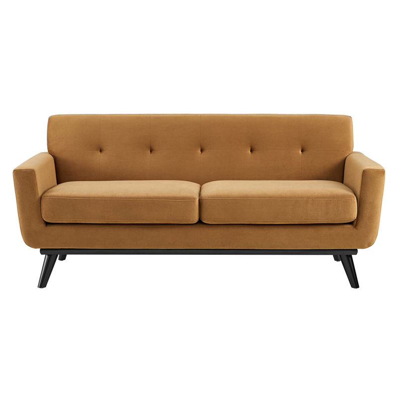 Modway Engage Performance Velvet Loveseat, Cognac Velvet