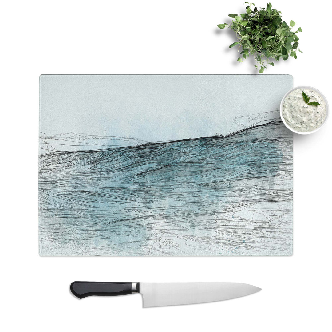 Tempered Glass Ocean Wave in Morocco Chopping Board