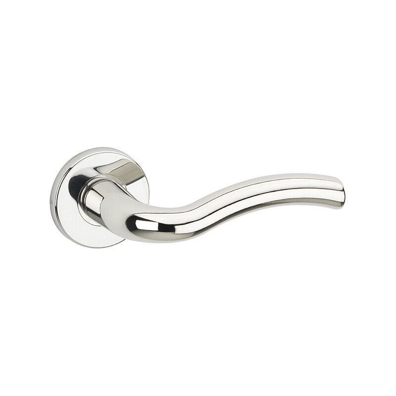 Door Handle, Polished Nickel Rose