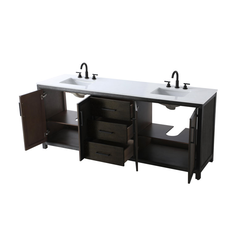 84 inch Double Bathroom Vanity, Chocolate Oak