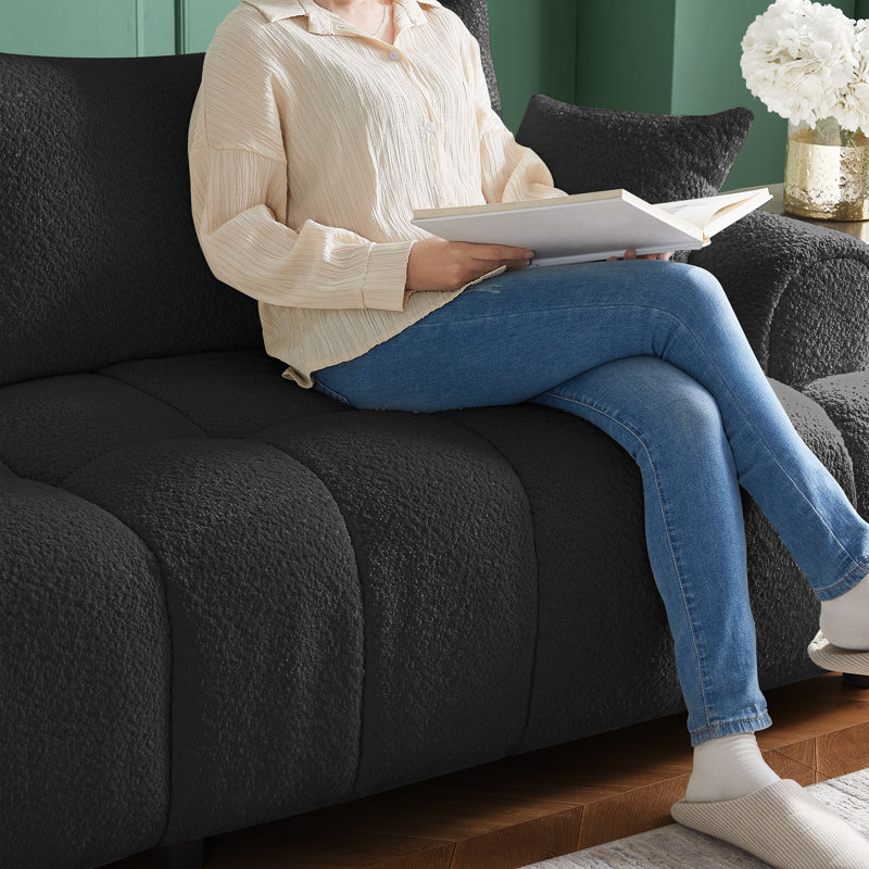 Canapé rembourré 91 po Logun, 100 % polyester gris