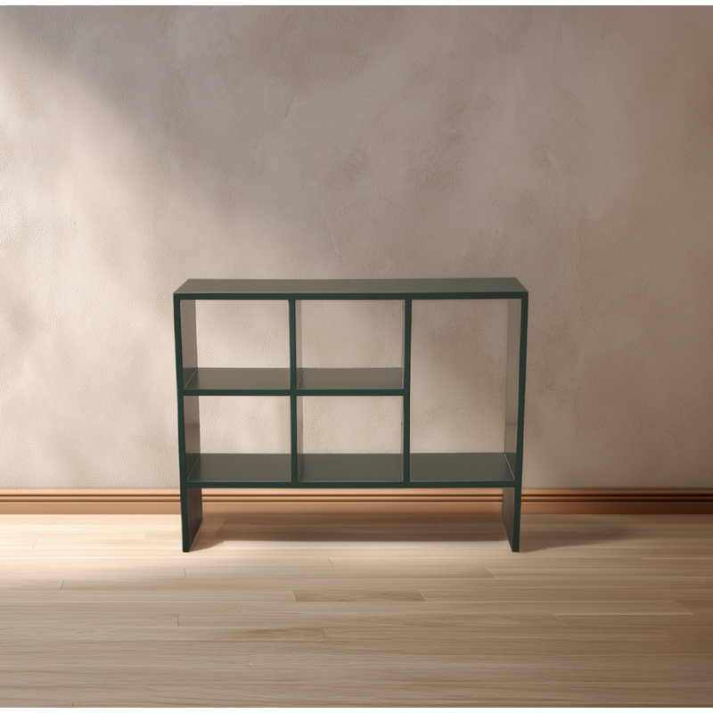 Vale Modern 5-Shelf  Geometric Bookcase, Stylish Bookshelf For Living Room & Home Office, Forest Green