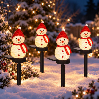 Décorations de Noël solaires à l'extérieur, bonhomme de neige illuminé, extérieur, imperméable