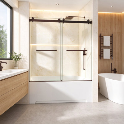 Porte de douche coulissante double l 48 "x H 66"
