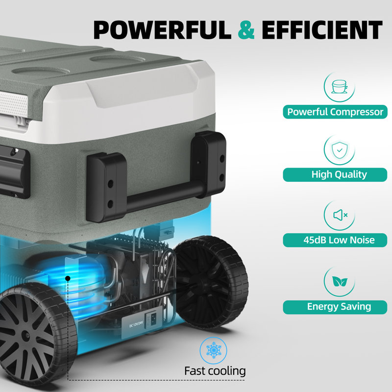 Alpicool 61 Quart Dual Zone Portable Car Refrigerator with Wheels