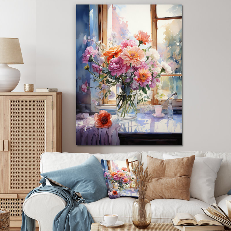Damarae Bathroom Fresh Florals, reproduction d'art sur toile, Toile tendue, H 44 po x l 34 po x P 1,5 po