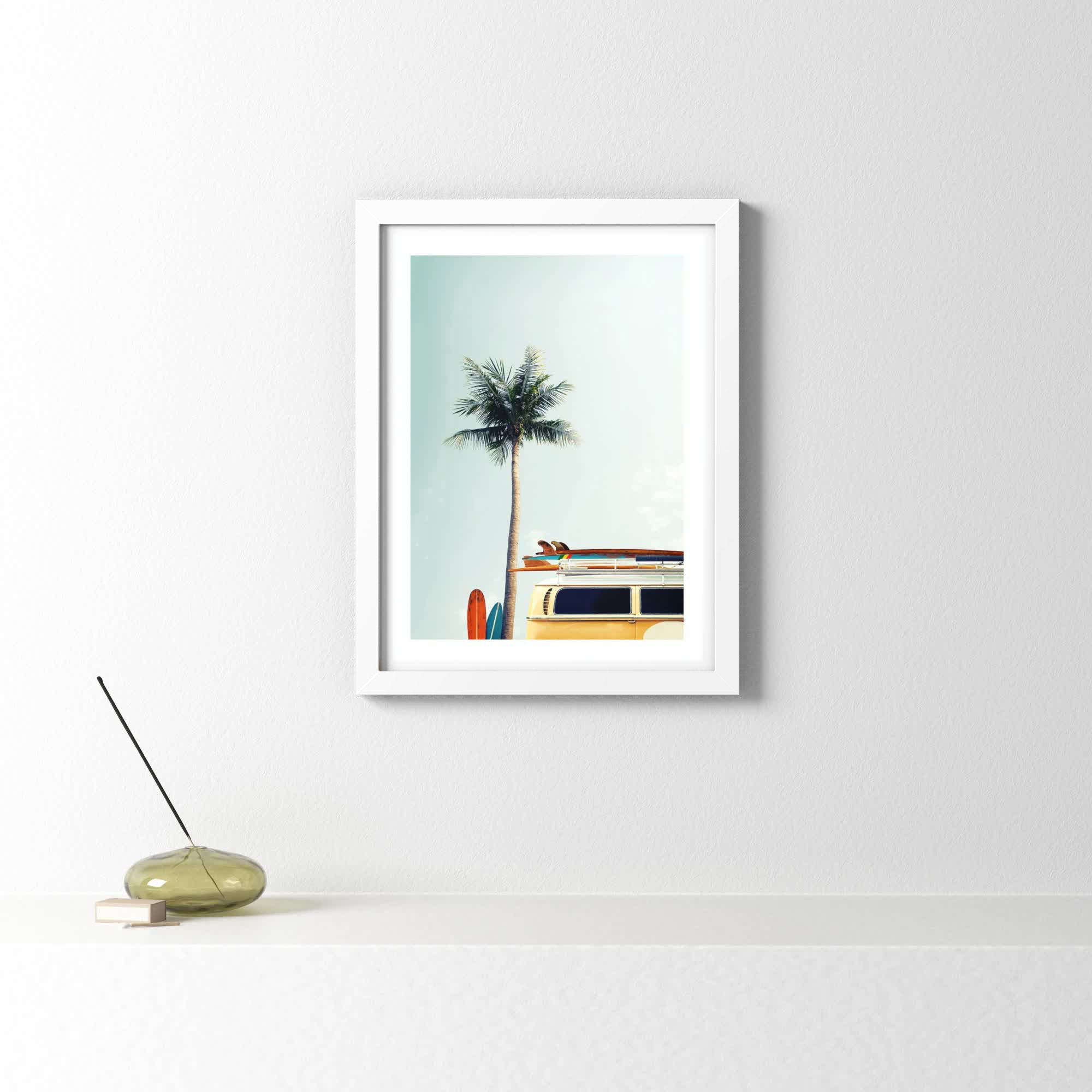 Surf Bus Yellow by Design Fabrikken, Matte White, 27.5" H x 21" W x 0.75" D