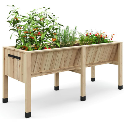 45x23x30 In Raised Garden Bed With Leg Elevated Wood Planter Box Stand Outdoor Standing Planter for Backyard Patio Balcony,Wood
