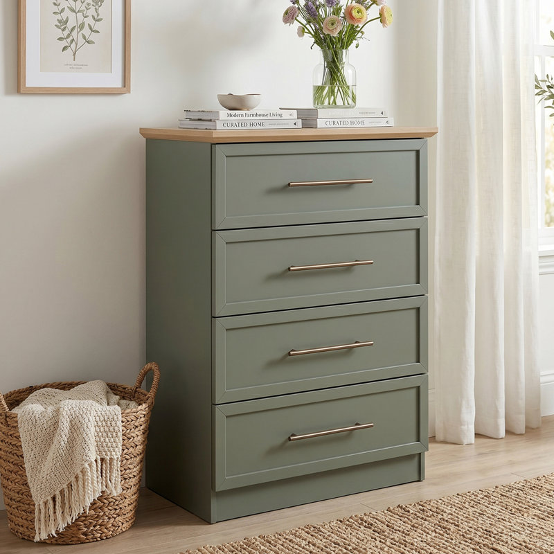 Cleverdon Feya 4 Drawer Chest Of Drawer, Kale Green