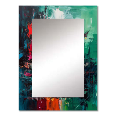 Red and Green Textures Of The Mind I - Abstract Wall Mirror, Red Decorative Mirror, Printed Metal Art