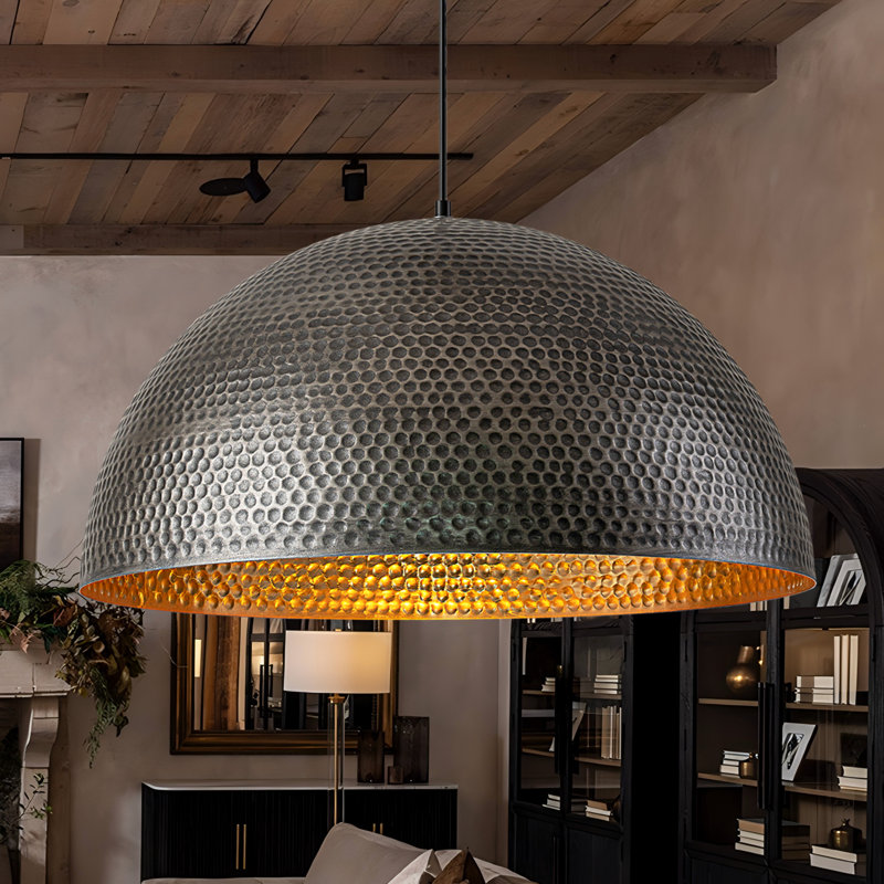 Aire 1 - Light Dome Pendant for Kitchen Island, Pewter, 12" H x 23.6" W x 23.6" D