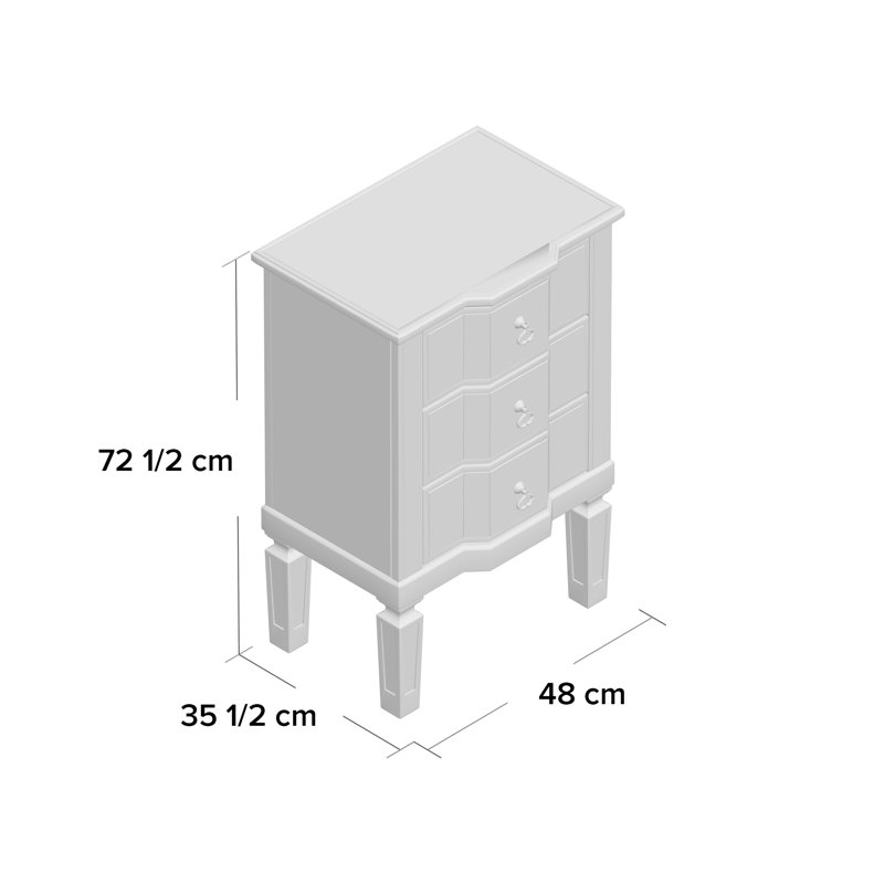 Desdemona 3 Drawer Bedside Table
