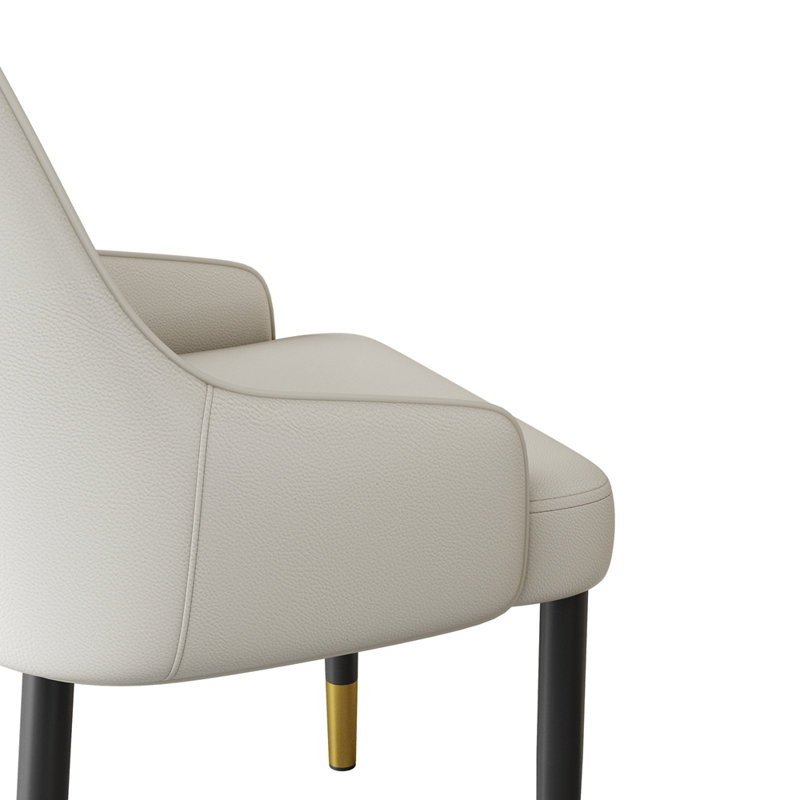 Chaise de salle à manger moderne en cuir, Blanc